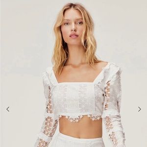 NWOT For Love and Lemons Long Sleeve Cropped blouse